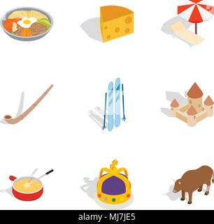 Global order icons set, isometric style Stock Vector