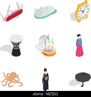 Fiefdom icons set, isometric style Stock Vector