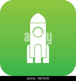 Rocket icon digital green Stock Vector