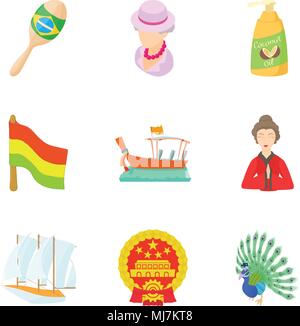 Rediscovery icons set, cartoon style Stock Vector