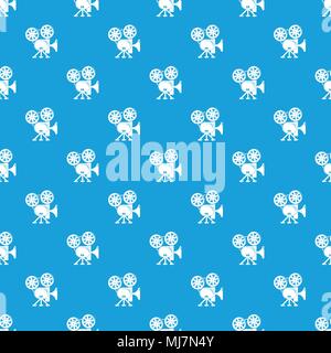 Video camera pattern vector seamless blue Stock Vector
