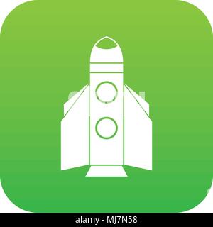 Rocket icon digital green Stock Vector