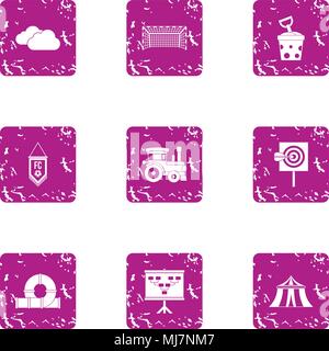 Child holiday icons set, grunge style Stock Vector