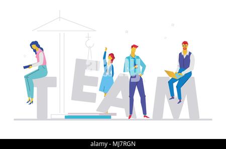 Team - flat design style colorful illustration Stock Vector