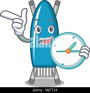 With clock iron board character cartoon Stock Vector