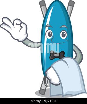 Waiter iron board mascot cartoon Stock Vector