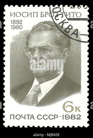 USSR - stamp 1982: Color edition on Heads of state, shows 90th Birth Anniversary of Iosif Broz Tito Stock Photo