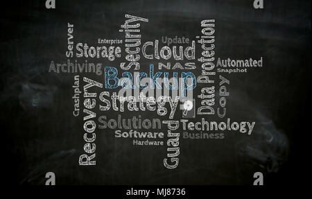 Backup cloud painted with chalk on blackboard. Stock Photo