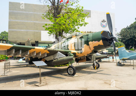 US Air Force McDonnell Douglas A-1 Skyraider plane from the Vietnam War on display at the War Remnants Museum, Ho Chi Minh City, Vietnam. Stock Photo