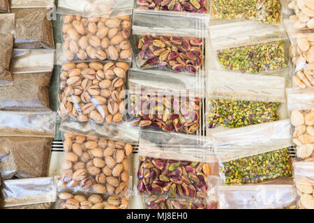 Pistachio nuts, Palermo, Ballarò market, Sicily, Italy Stock Photo