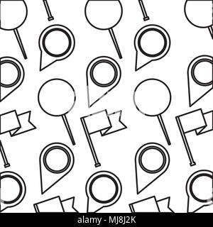pin pointer location with flags pattern vector illustration design Stock Vector