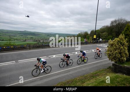 Riders on Old Pool Bank in Wharfedale in the 2018 Tour de Yorkshire Stock Photo