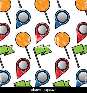 pin pointer location with flags pattern vector illustration design Stock Vector
