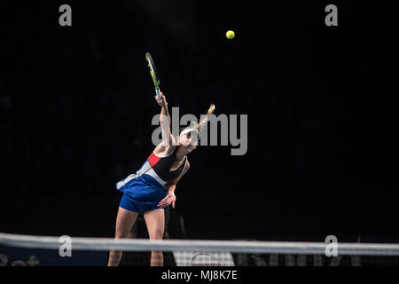 Denmark, Copenhagen - April 30, 2018. Caroline Wozniacki (pictured) faces Venus Williams at the Champions Battle 2018 in Telia Parken, Copenhagen. (Photo credit: Gonzales Photo - Samy Khabthani). Stock Photo