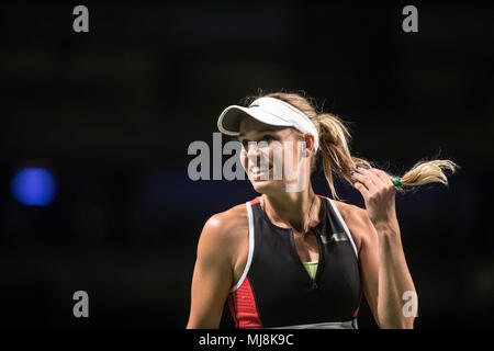 Denmark, Copenhagen - April 30, 2018. Caroline Wozniacki faces Venus Williams at the Champions Battle 2018 in Telia Parken, Copenhagen. (Photo credit: Gonzales Photo - Samy Khabthani). Stock Photo