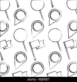 pin pointer location with flags pattern vector illustration design Stock Vector
