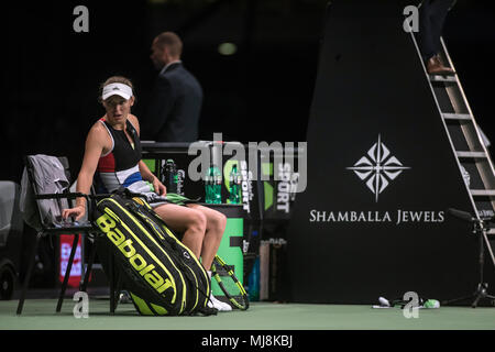 Denmark, Copenhagen - April 30, 2018. Caroline Wozniacki (pictured) faces Venus Williams at the Champions Battle 2018 in Telia Parken, Copenhagen. (Photo credit: Gonzales Photo - Samy Khabthani). Stock Photo