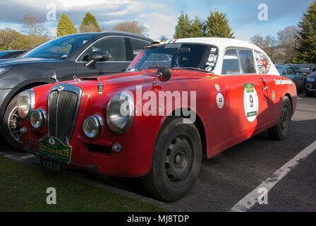 1952 Red and Cream Lancia Aurelia Classic Sports Car front nearside left hand passengers side view of 1952 red and cream lancia aurelia classic italia Stock Photo