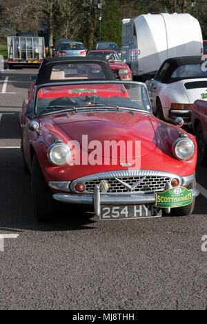 1960 Red Daimler Dart SP250 Vintage Sports Car front view of 1960 Red Daimler Dart SP250 british 2 two door covertible sports saloon car automobile ve Stock Photo