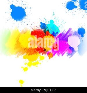 Colorful painted background drops concept design. Hand-drawn digital asset. Stock Vector