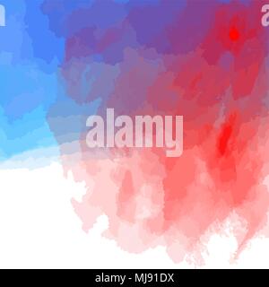 Red and blue watercolor background vector concept design. Hand-drawn digital asset. Stock Vector