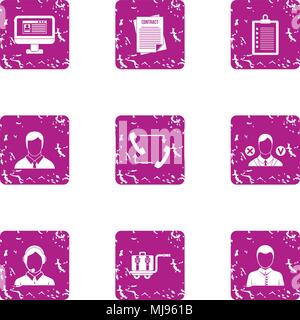 Adviser icons set, grunge style Stock Vector