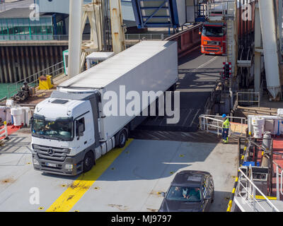 he Port of Dover is the cross-channel port situated in Dover, Kent, south-east England. It is the nearest English port to France, at just 34 kilometre Stock Photo