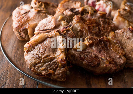 Lamb Meat Slices in glass bowl Stock Photo