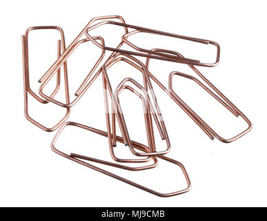 A group of paper clips in disorder isolated on white. Stock Photo