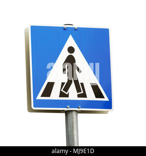 Norwegian pedestrian crossing sign isolated on white background Stock Photo