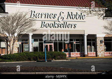 A logo sign outside of a Barnes & Noble Booksellers store in Annapolis, Maryland on April 29, 2018. Stock Photo