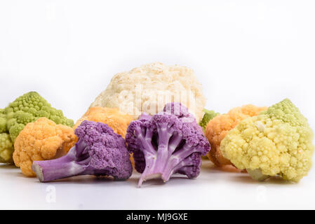 Inflorescence of cauliflower isolated on white background Stock Photo