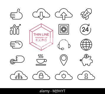 Internet business thin line icon set, network marketing symbol collection in modern outline style. EPS10 vector. Stock Vector