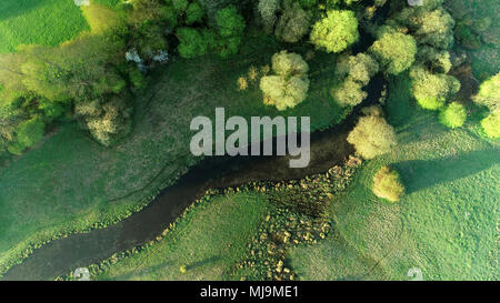 Drone image of Cow Common, Chilbolton, Hampshire Stock Photo