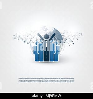 Networks - Online Business Connections, Remote Work Concept Design - Illustration in Editable Vector Format Stock Vector