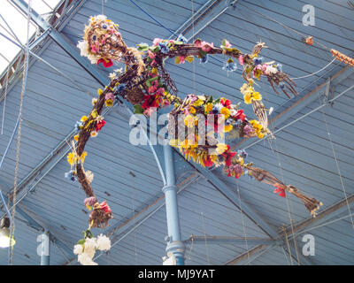 Abergavenny, Wales, UK: April 04, 2017: Indoor Market in Abergavenny South Wales Stock Photo