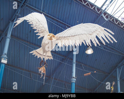 Abergavenny, Wales, UK: April 04, 2017: Indoor Market in Abergavenny South Wales Stock Photo