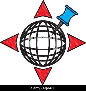 gps navigation global world directions arrows pin vector illustration Stock Vector