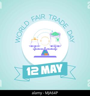 Calendar for each day on may 12. Greeting card. Holiday - World Fair Trade Day. Icon in the linear style Stock Vector