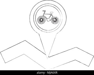 bicycle tracker route navigation mobile concept vector illustration sketch Stock Vector