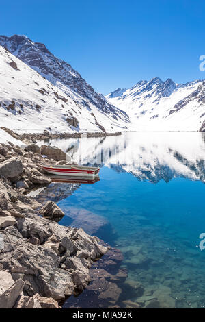 ski in chile on a sunny day with lots of snow. South America. Stock Photo