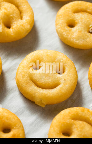 Homemade Smiley Face French Fries with Ketchup Stock Photo