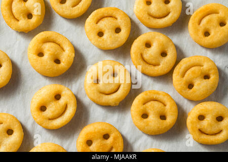 Homemade Smiley Face French Fries with Ketchup Stock Photo