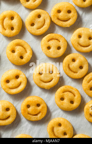 Homemade Smiley Face French Fries with Ketchup Stock Photo