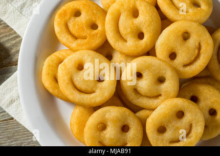 Homemade Smiley Face French Fries with Ketchup Stock Photo