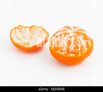 fresh mandarin with leaf on white background Stock Photo