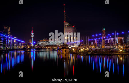 Bremerhaven at night Stock Photo