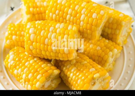 Raw Yellow Corn on the Cobb Ready to Eat Stock Photo