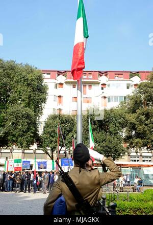 U.S. and Italian military officials, partisan and veteran associations, local officials, and hundreds of spectators attended a ceremony for Italy’s Liberation Day celebration, April 25th, 2018 in Pordenone, Italy. The ceremony started at Piazza Ellero dei Mille and marked the 73rd anniversary of the Allied and Italian Resistance forces releasing Italy from Nazi occupation. (U.S. Air Force photo by Senior Airman Cary Smith) Stock Photo