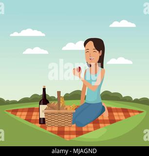 Picnic in the park cartoons Stock Vector